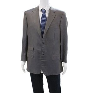 Victor Talbots Mens Sport Coat Blue Check Lana Seta Collared Size 52